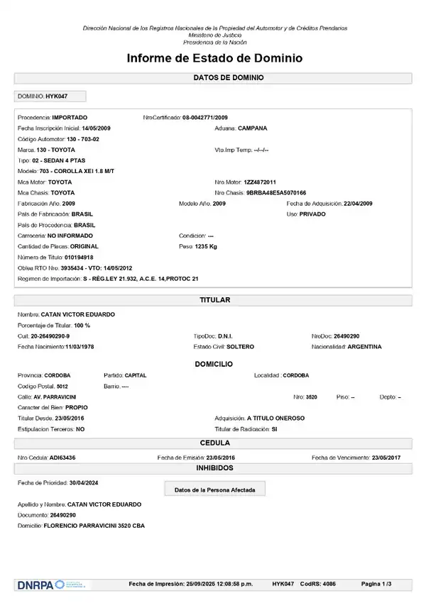 Foto de TOYOTA COROLLA 2009 C/ GNC